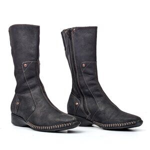 Timberland Women Comforia Ash Black Leather Zip Waterproof Mid Calf Boots 6.5